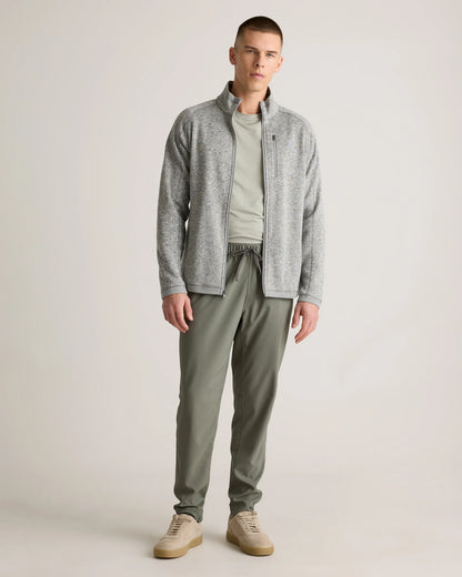 Sweater-Knit Fleece Full-Zip Jacket - XS / Heather Mineral Green