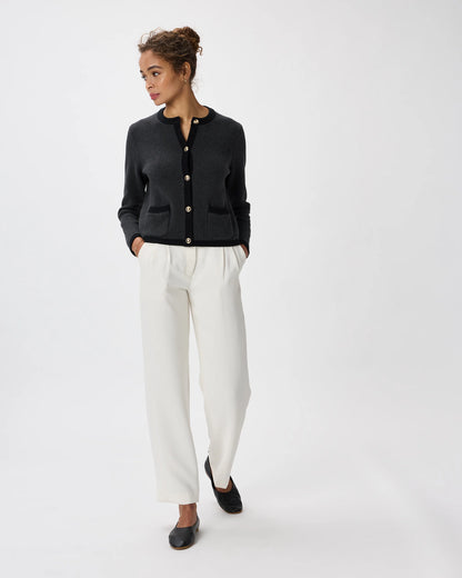 100% Organic Cotton Sweater Jacket - XS / Black/Ivory Colorblock