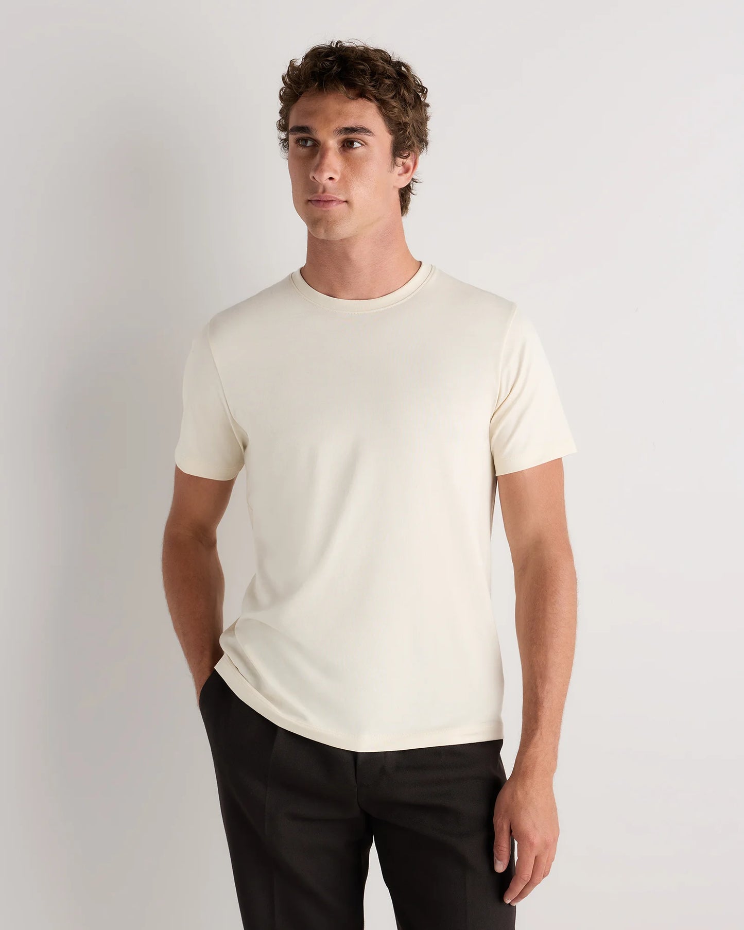 100% Pima Cotton Luxe Touch Tee - XS / Porcelain