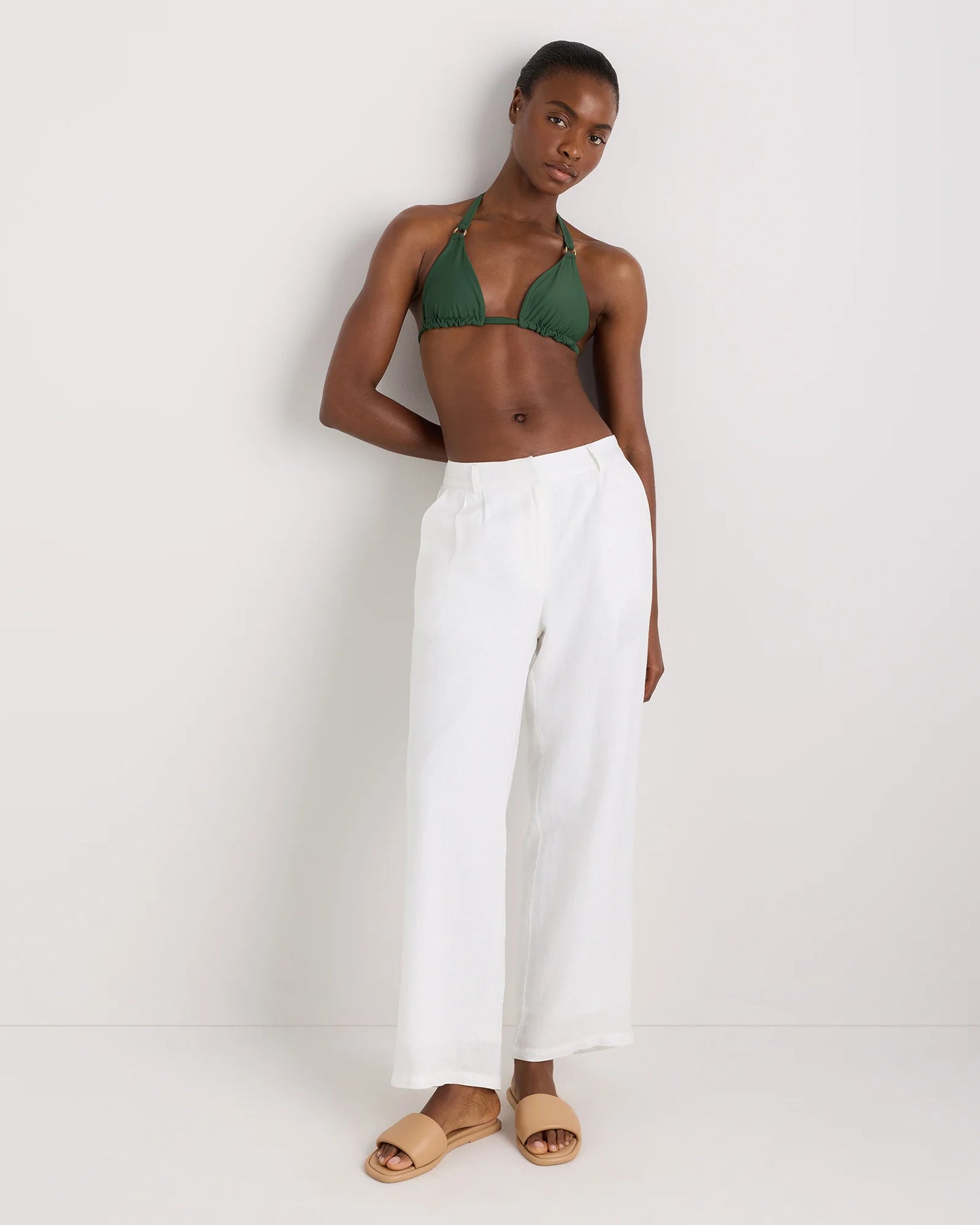 Italian Full Coverage Ring Triangle Bikini Top - XS / Palm