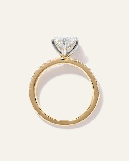 Lab Grown Diamond Pear Petite Pave Engagement Ring - 2.5ct - 4 / Yellow Gold