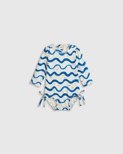 Long Sleeve Tie One-Piece Swimsuit - 0-3M / Soft Ditsy Floral