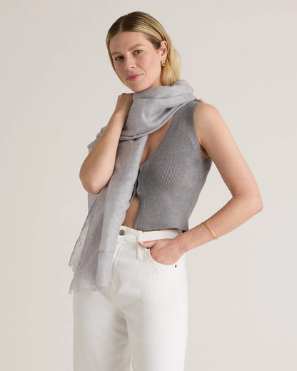 Lightweight Linen Silk Cashmere Scarf - One Size / Ivory