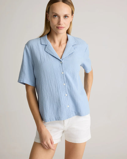 100% Organic Cotton Gauze Short Sleeve Shirt - XS / Amaranth Pink