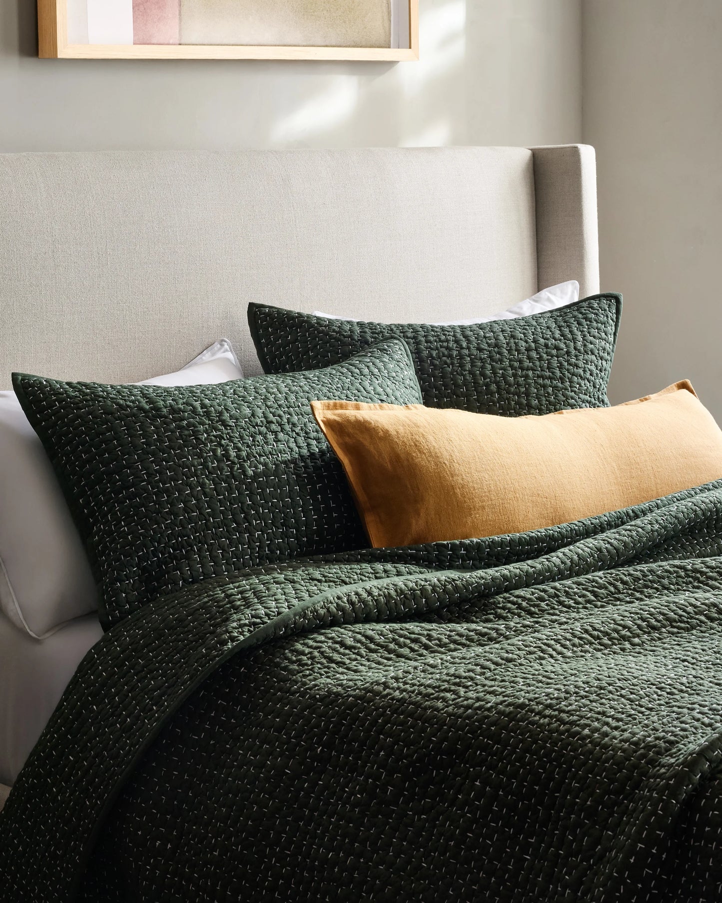 Organic Cotton Hand Stitched Quilt - Twin / Stone