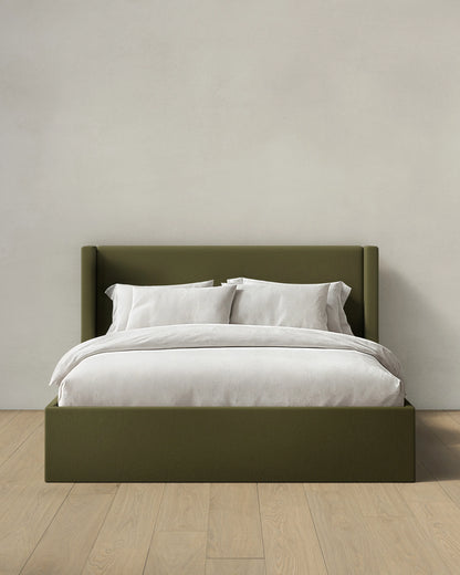 100% Linen Wingback Bed - Full / Canvas