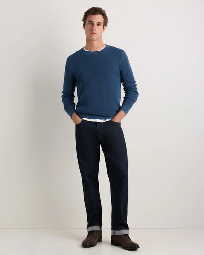 Organic Cotton Cashmere Waffle Crewneck Sweater - S / Bayberry Olive