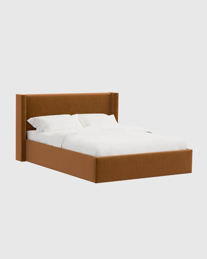 Wingback Bed in Performance Velvet - Full / Butterscotch