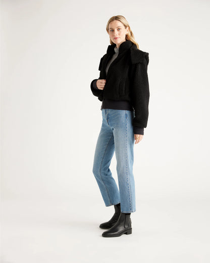 Hooded Sherpa Jacket - XS / Black