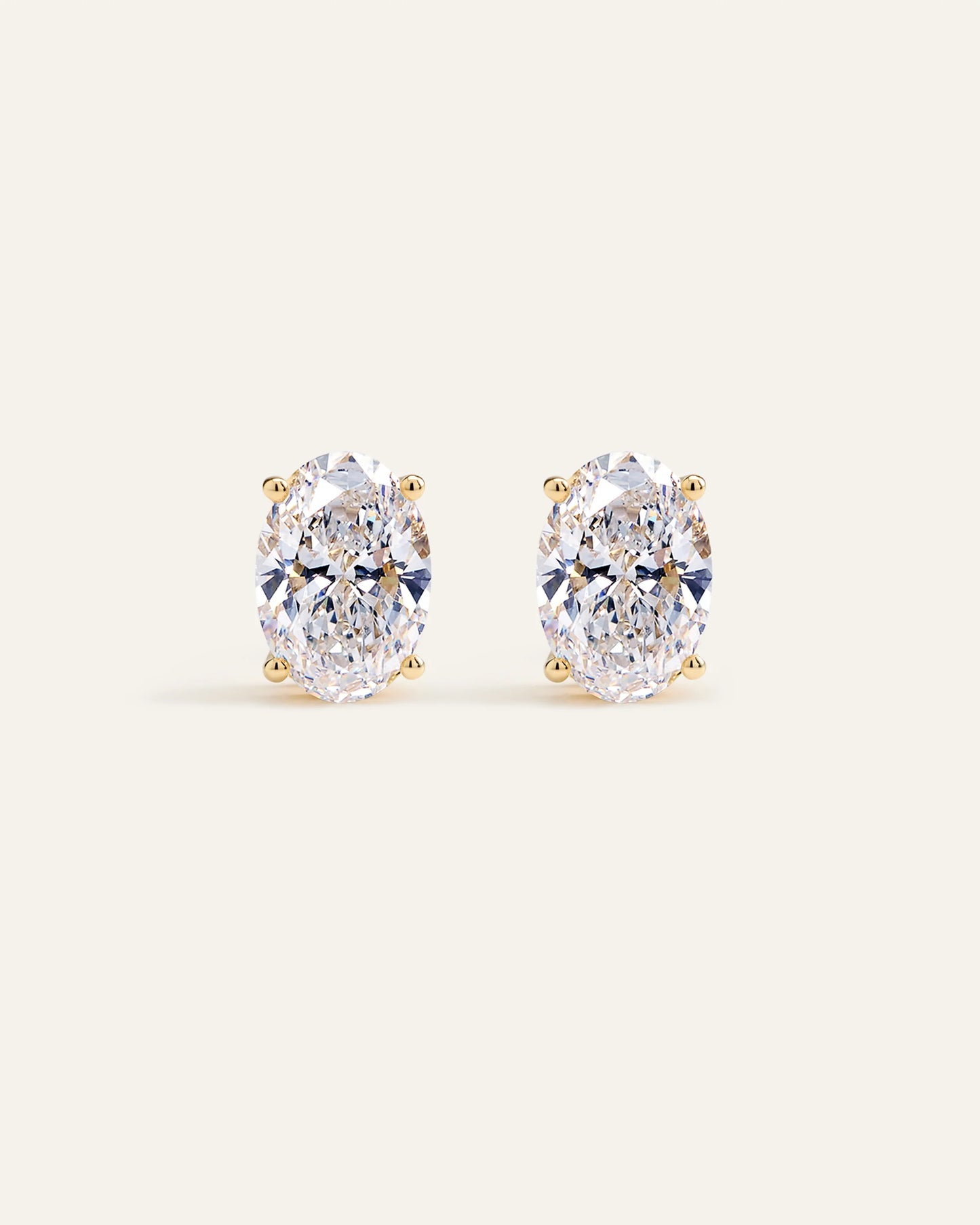 14K Gold Lab Grown Diamond Statement Oval Studs - 6ctw - One Size / Yellow Gold