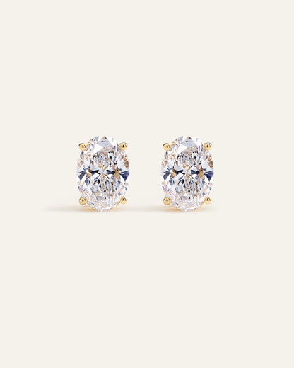 14K Gold Lab Grown Diamond Statement Oval Studs - 6ctw - One Size / Yellow Gold