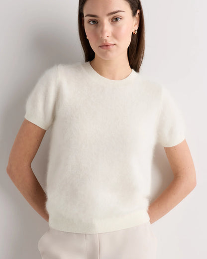 Women's Brushed Cashmere Tee - XS / Ivory