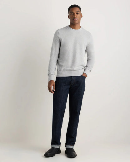 100% Organic Cotton Pique Crewneck Sweater - S / Moonstone Blue