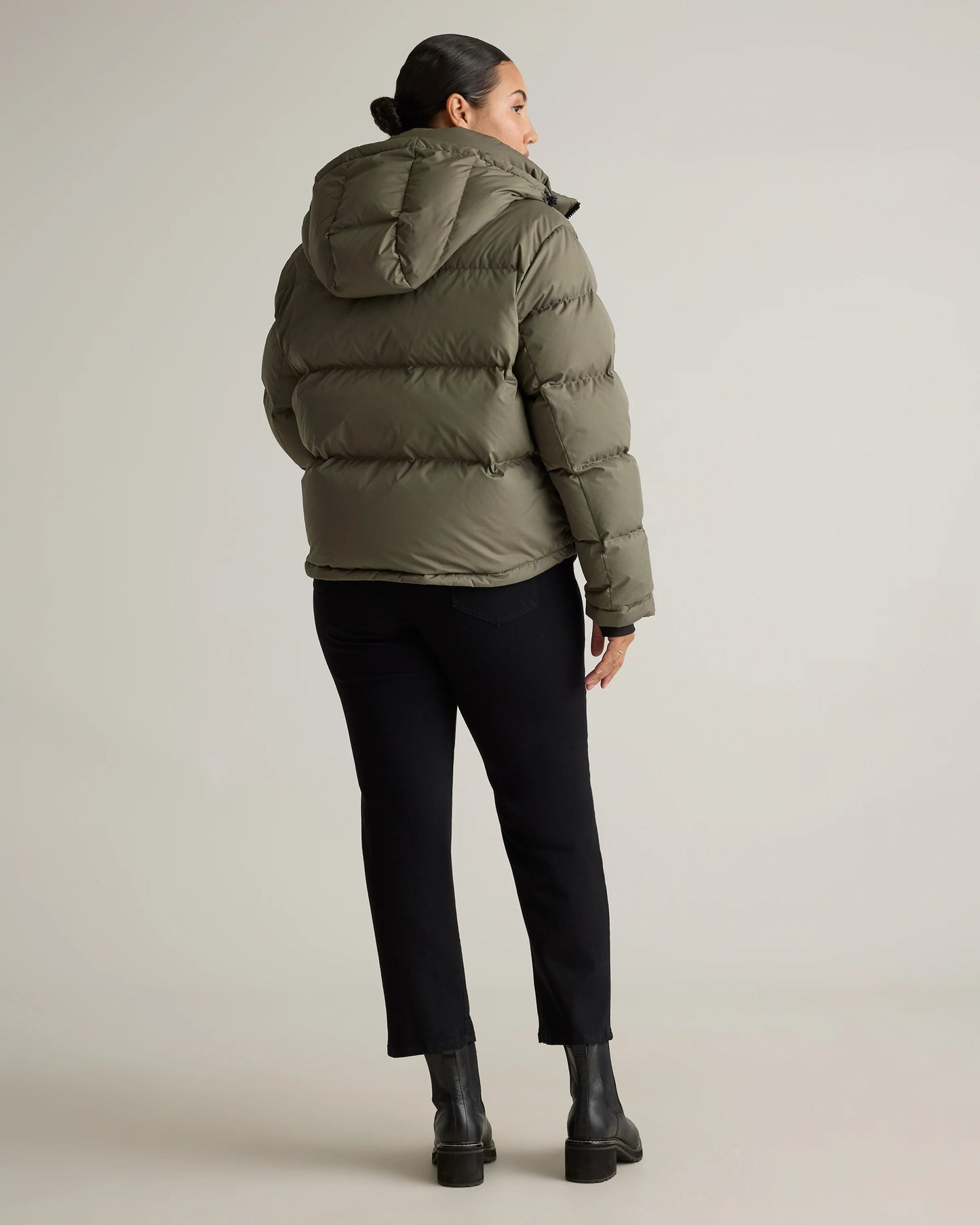 Responsible Down Cropped Puffer Jacket - XS / Shiny Black