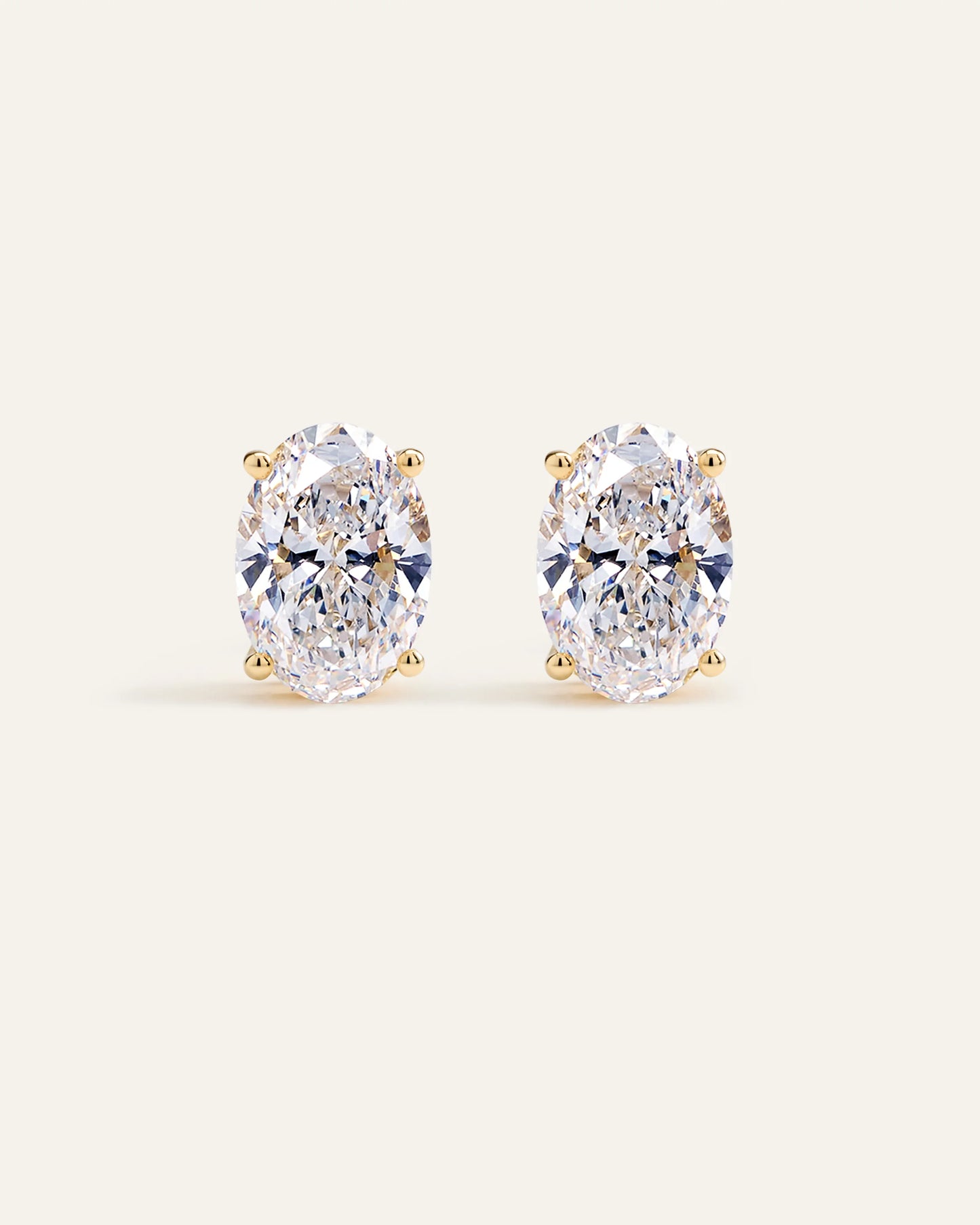 14K Gold Lab Grown Diamond Statement Oval Studs - 8ctw - One Size / Yellow Gold