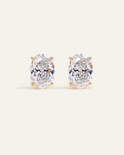 14K Gold Lab Grown Diamond Statement Oval Studs - 8ctw - One Size / Yellow Gold