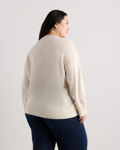 Mongolian Cashmere Oversized V-Neck Sweater - 1X / Pale Custard Yellow