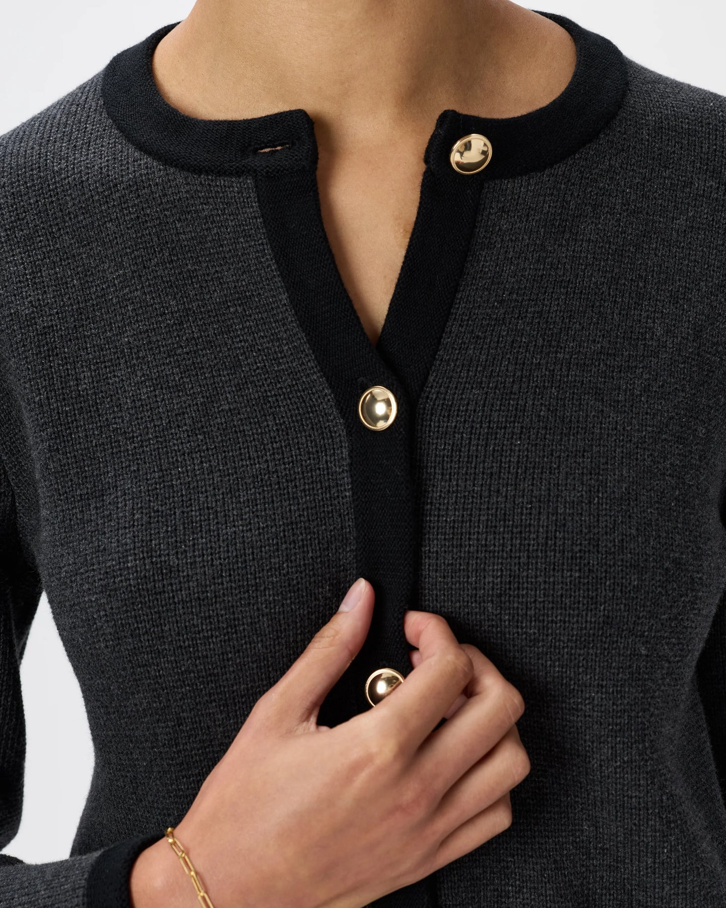 100% Organic Cotton Sweater Jacket - XS / Black/Ivory Colorblock