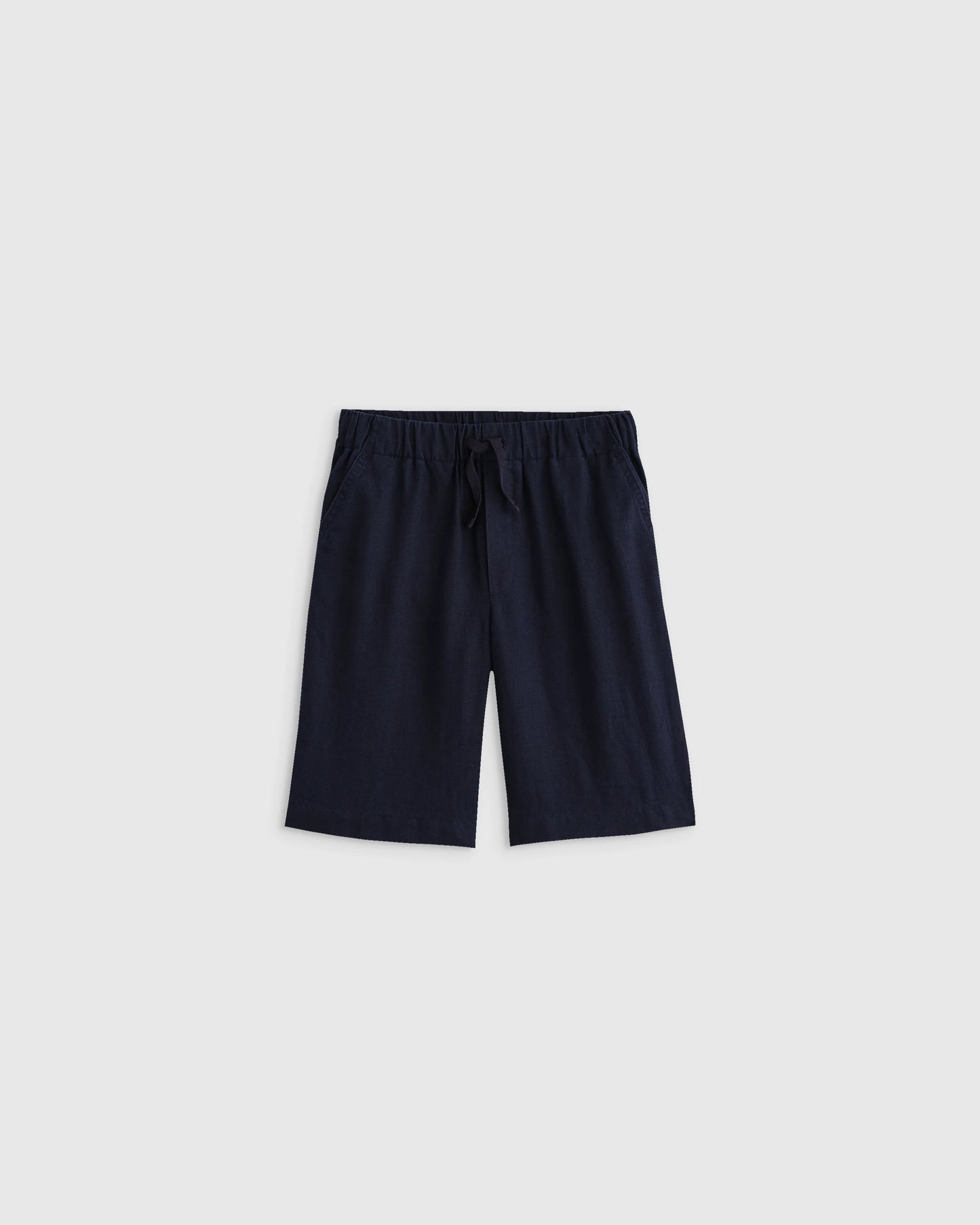 100% European Linen Pull-On Shorts - 6 / Blue Pinstripe