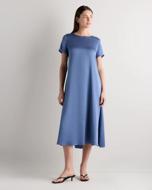 Washable Stretch Silk Voluminous Maxi Dress - XS / Moonstone Blue