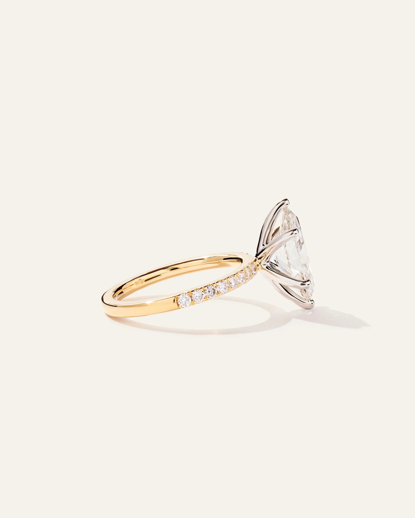 Lab Grown Diamond Marquise Petite Pave Engagement Ring - 2.5ct - 4 / Yellow Gold