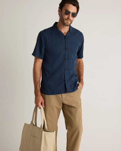 Vintage Wash Tencel Camp Shirt - S / Olive