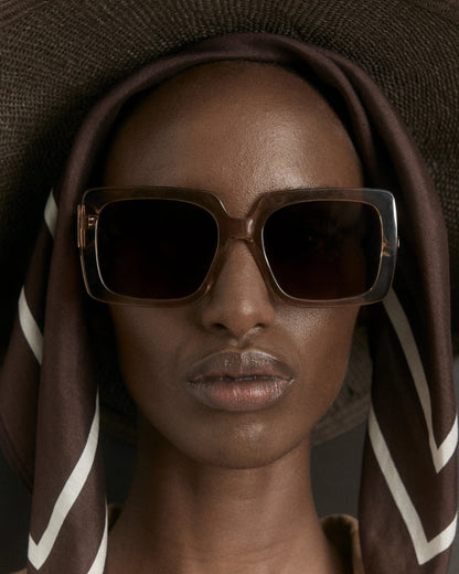 Cartagena Polarized Acetate Sunglasses - One Size / Clear Taupe with Brown lens