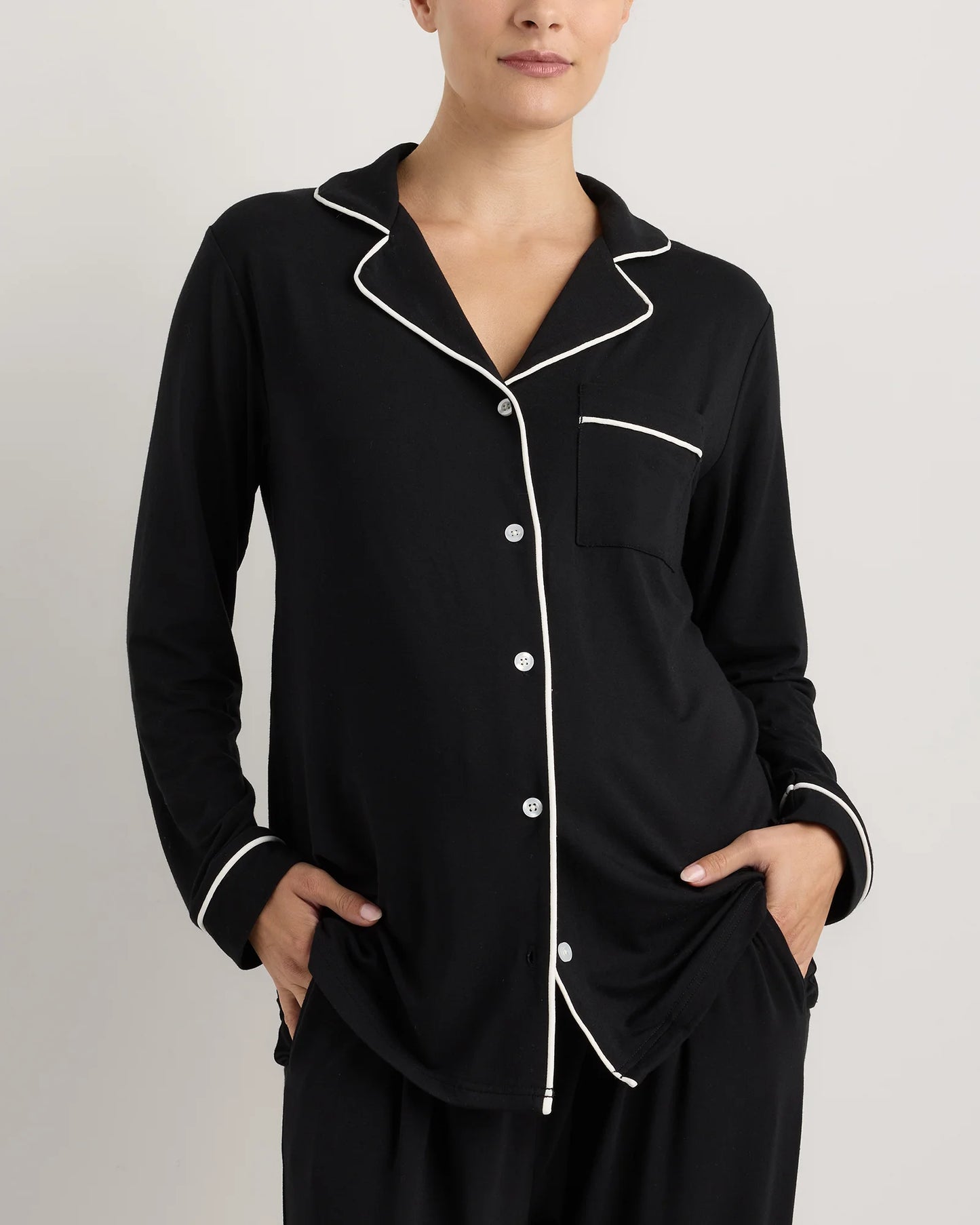 Bamboo Jersey Maternity Long Sleeve Pajama Set - XS / Nocturnal Green