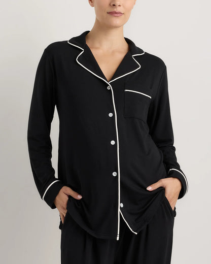 Bamboo Jersey Maternity Long Sleeve Pajama Set - XS / Nocturnal Green