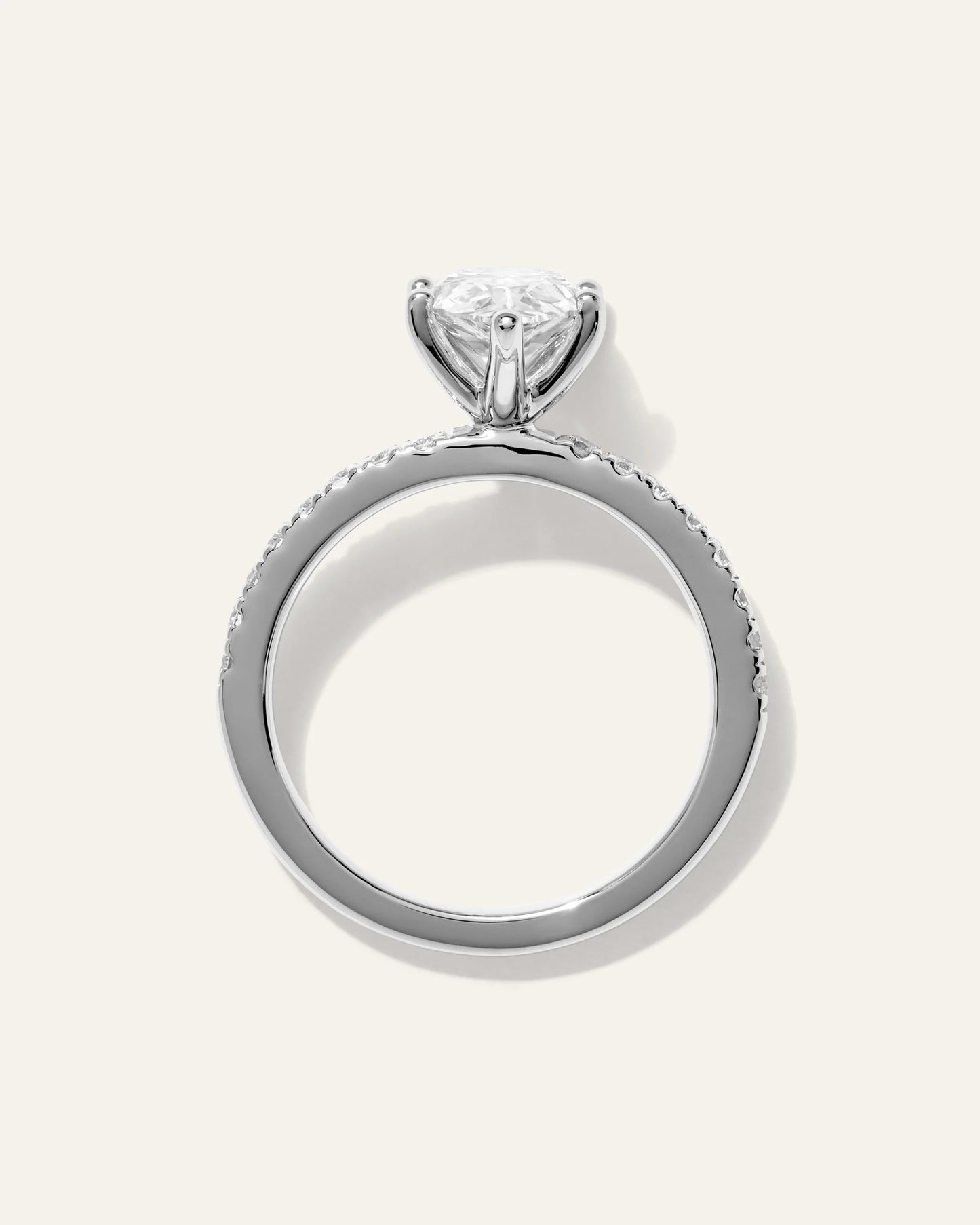 Lab Grown Diamond Pear Petite Pave Engagement Ring - 2ct - 4 / Yellow Gold