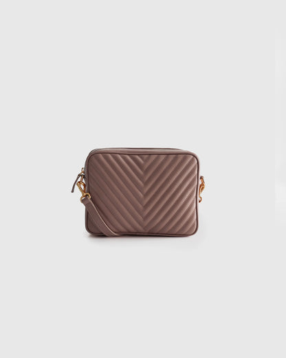Italian Leather Quilted Crossbody Bag - One Size / Black