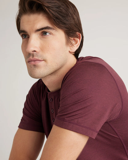Flowknit Breeze Performance Henley Tee - XS / Burgundy