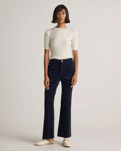 Organic Stretch Corduroy Flare Pants - 0 / Black