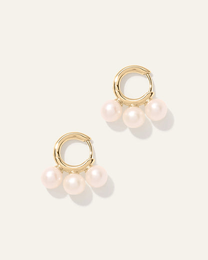 Triple Freshwater Pearl Hoops - One Size / Gold Vermeil