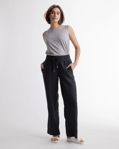 100% European Linen Wide Leg Pants - XS / Flax