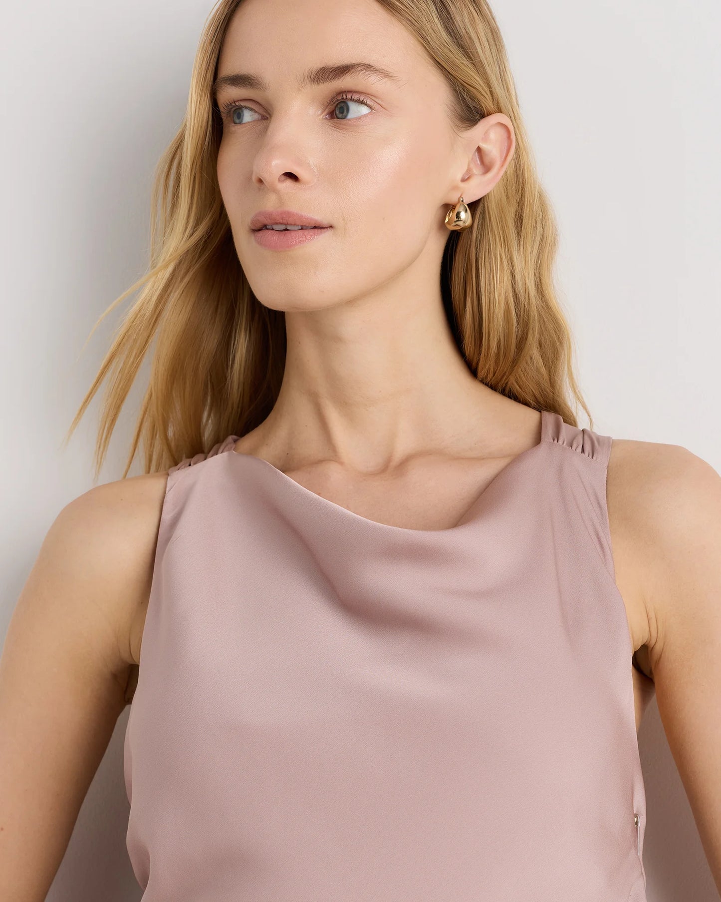 Washable Stretch Silk High Neck Midi Dress - XS / Vintage Navy Roses