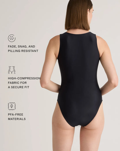Italian Zip-Front One-Piece Swimsuit - XS / Lagoon Teal Blue