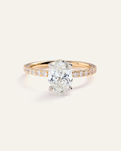 Lab Grown Diamond Oval Petite Pave Engagement Ring - 1.50ct - 4 / Yellow Gold