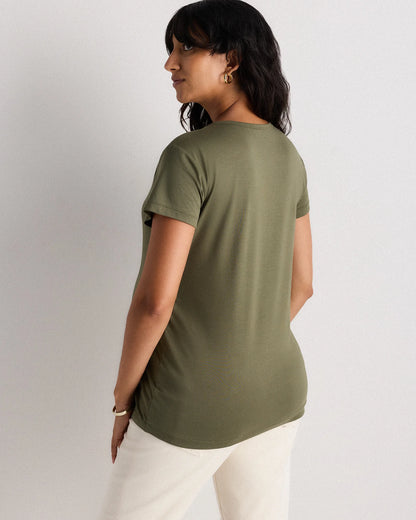 Cotton Modal Maternity Crew Neck Tee (2-pack) - XS / Black/Redwood Brown