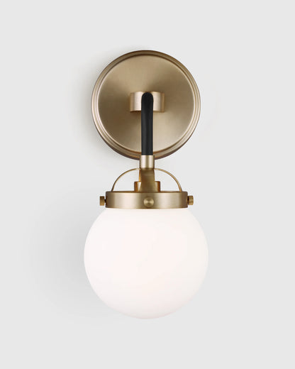 Single Globe Steel Sconce - One Size / Black