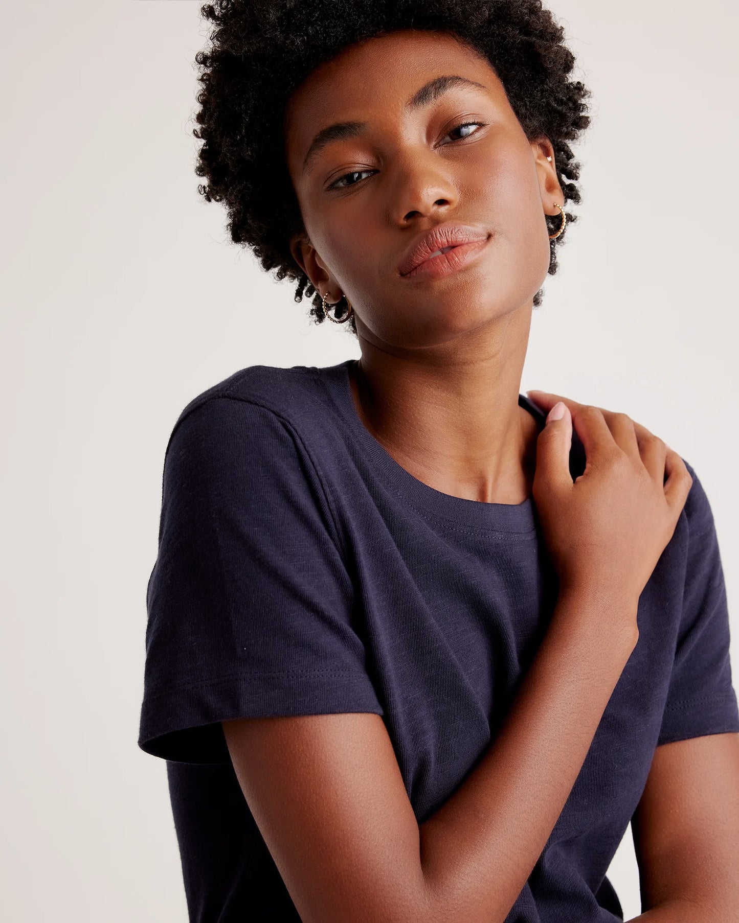 100% Organic Cotton Slub Crewneck Tee - XS / Navy