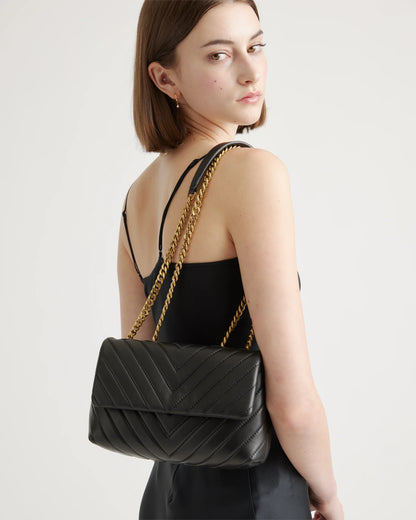 Italian Leather Quilted Convertible Crossbody - One Size / Dark Taupe