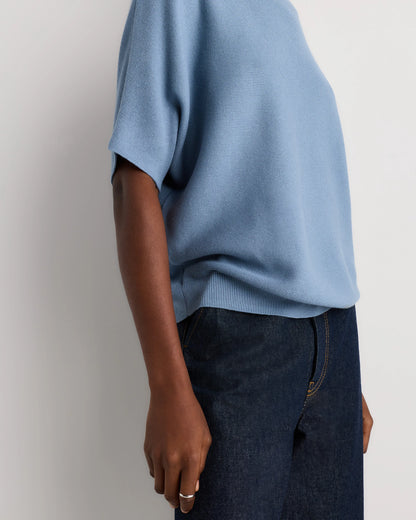 Lightweight Cotton Cashmere Link-Stitch Dolman Sweater - XS / Sugar Stone
