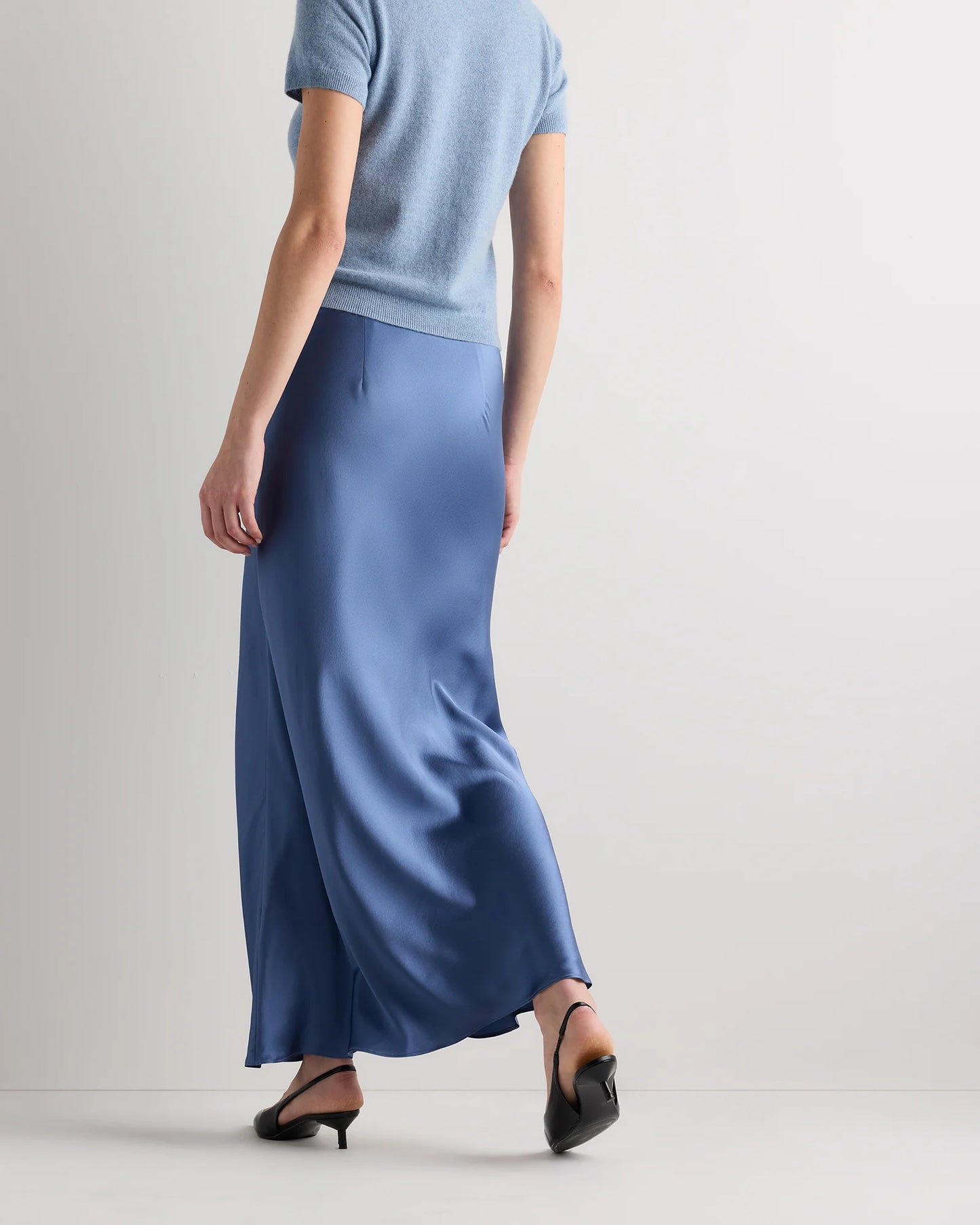 100% Washable Silk Maxi Skirt - XS / Champagne