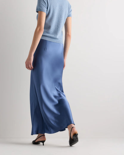 100% Washable Silk Maxi Skirt - XS / Champagne