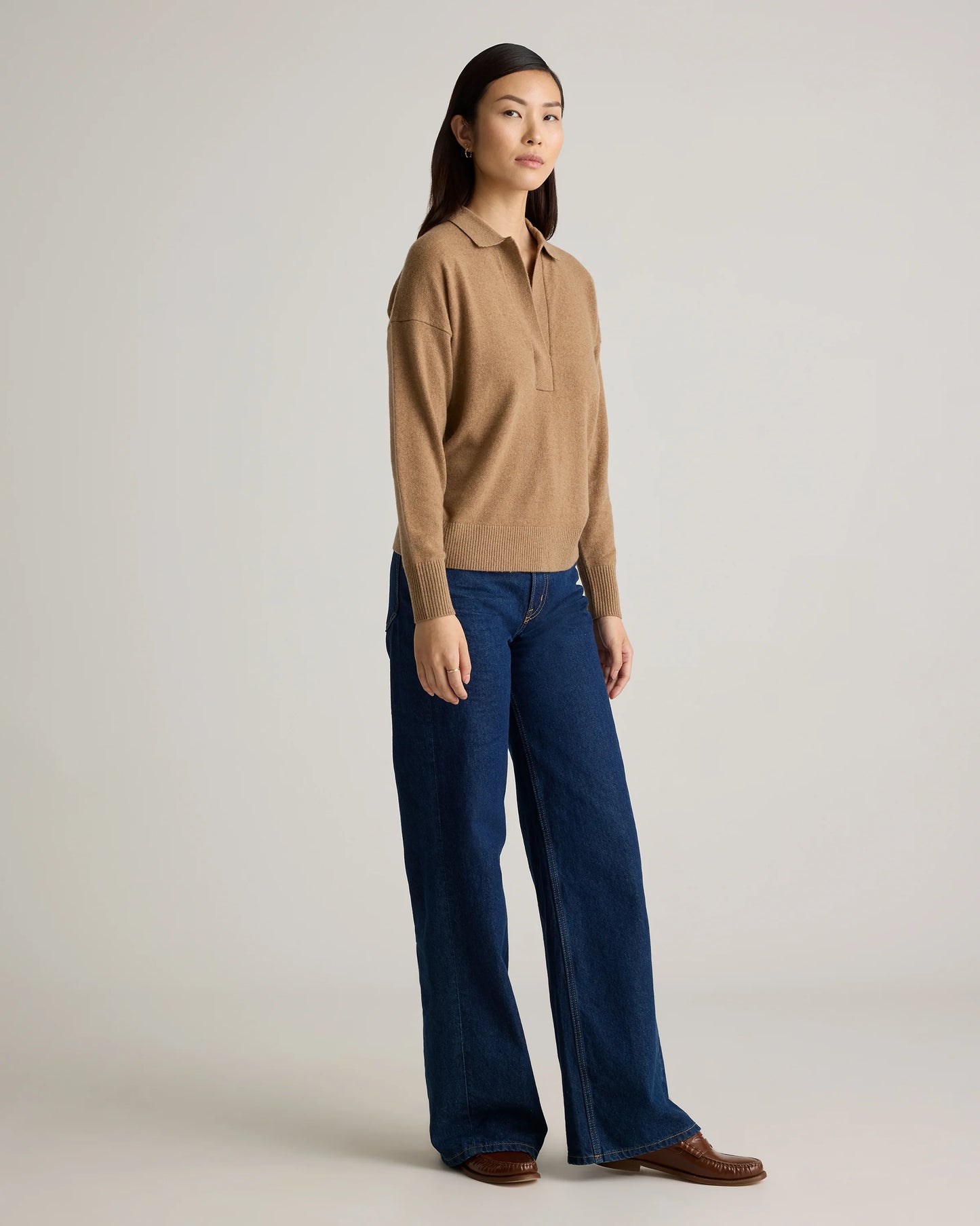 Mongolian Cashmere Polo Sweater - XS / Pale Custard Yellow