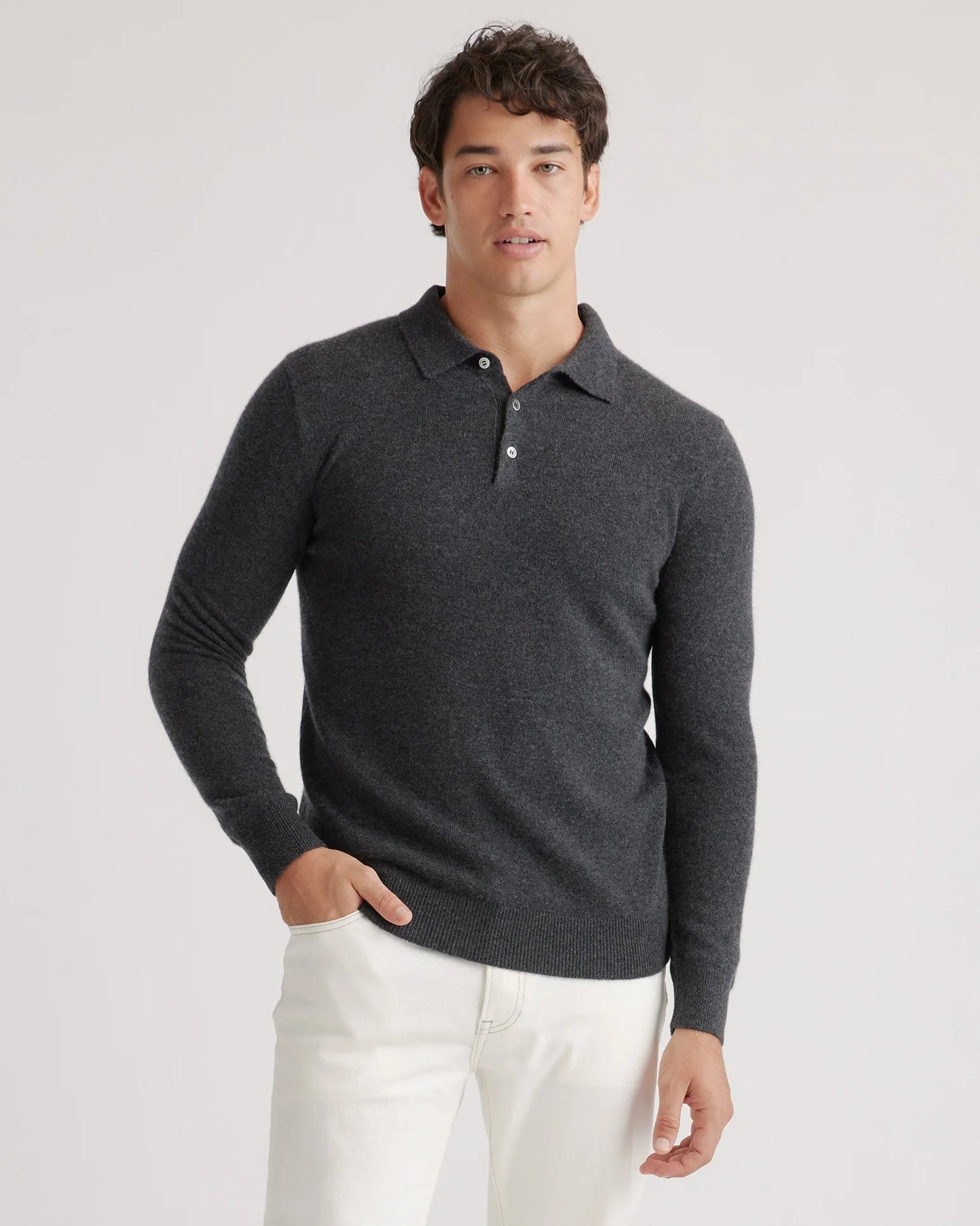 Mongolian Cashmere Polo Sweater - S / True Navy