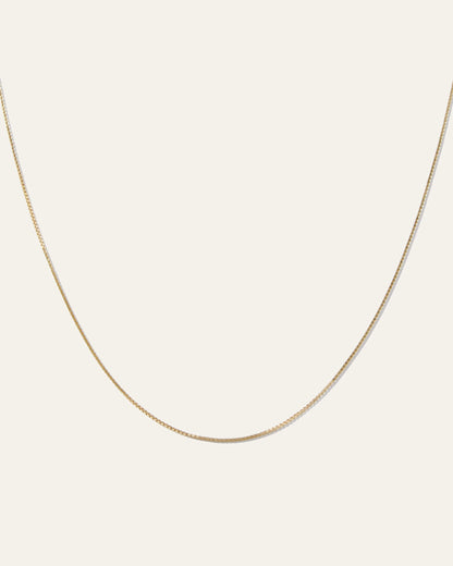 14K Gold Petite Box Chain Necklace - One Size / Yellow Gold