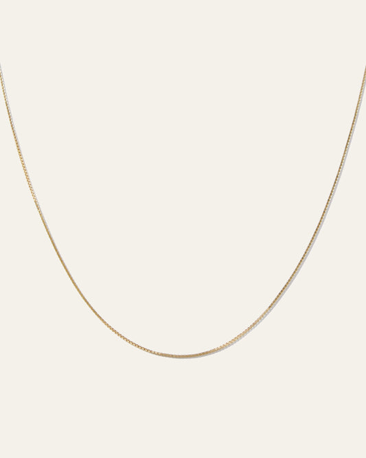 14K Gold Petite Box Chain Necklace - One Size / Yellow Gold