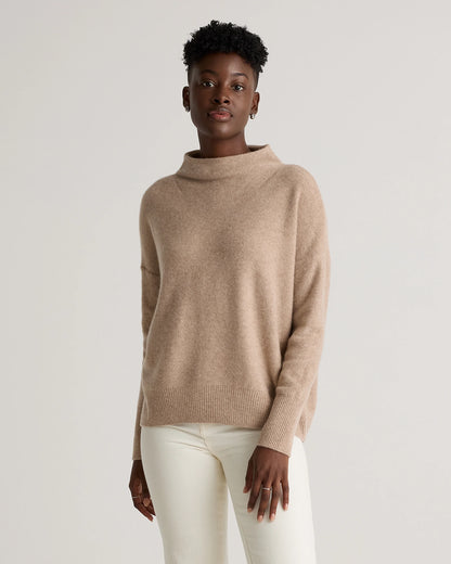 Mongolian Cashmere Funnel Neck Sweater - XS / Heather Grey
